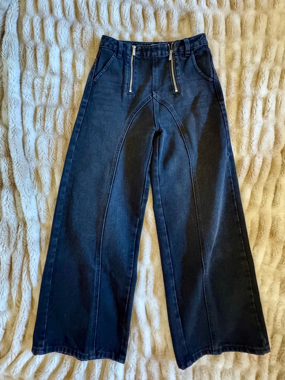 Habitual Black Wide-Leg Jeans with Exposed Zipper